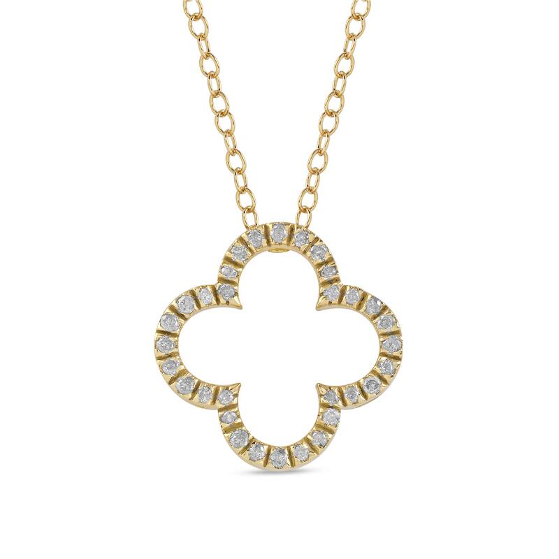 1/6ct - 1ct TDW Diamond 14K Gold Open Clover Pendant Necklace for Women