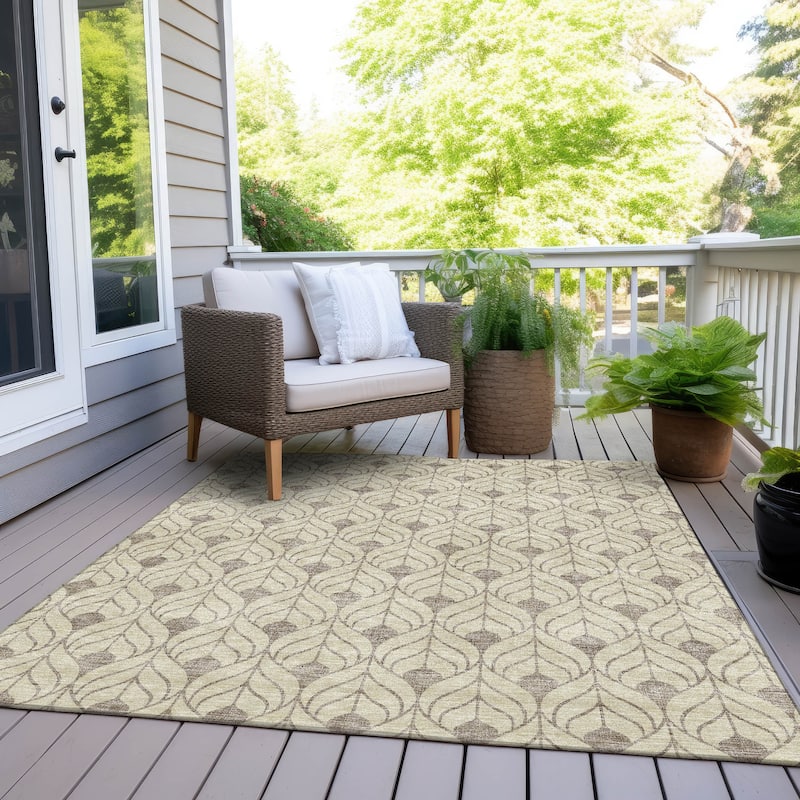 Machine Washable Indoor/ Outdoor Chantille Geo Teardrop Rug - Beige - 2'6" x 3'10"