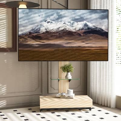 Mobile TV Cart for 32-75 inches,Floor Stand with Mount on Lockable Wheels