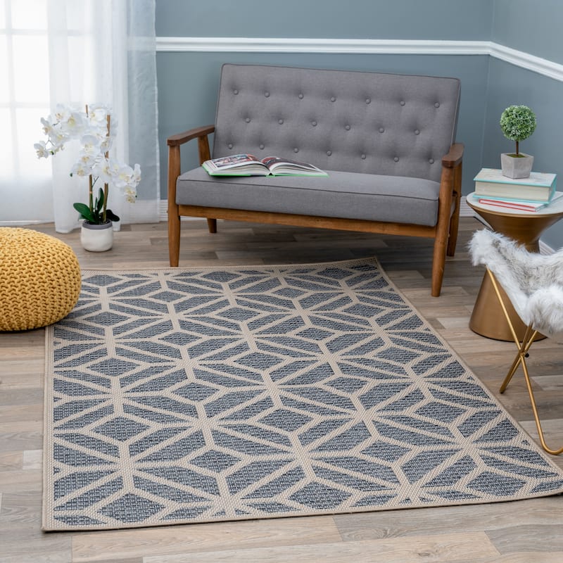 World Rug Gallery Modern Contemporary Geometric Indoor/Outdoor Area Rug