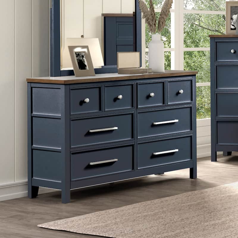 Furniture of America Althea Modern Farmhouse 6-Drawer Solid Wood Dresser - Blue