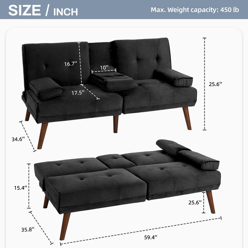 Futzca Futon Couch Sofa Bed, Small Sleeper Sofa Chair Loveseat