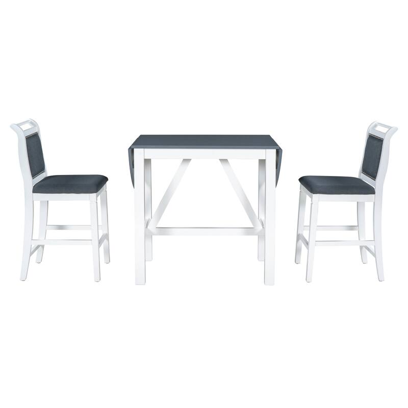 Wood Counter Height Drop Leaf Dining Table Set (Set of 3)