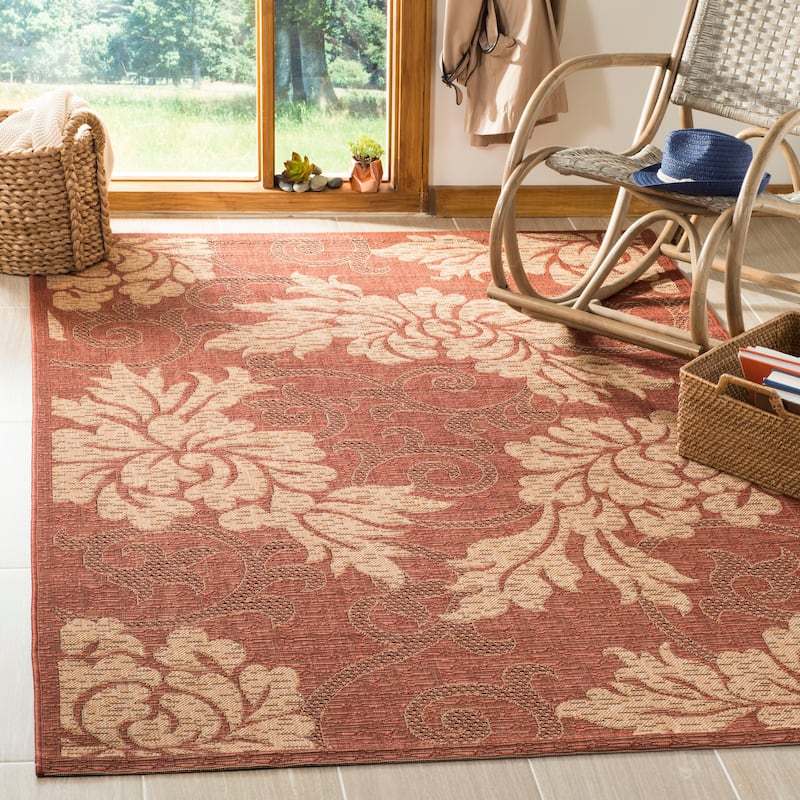 SAFAVIEH Courtyard Monna Indoor/ Outdoor Waterproof Patio Backyard Rug - 2'7" x 5' - Brick red/Natural