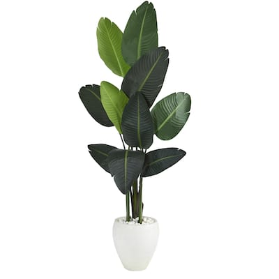 5.25' Artificial Travelers Palm tree in White Planter