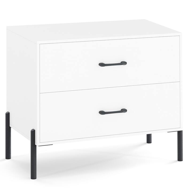 Gymax 2-Drawer Dresser w/Metal Legs & Handles Drawers & Anti-Tipping