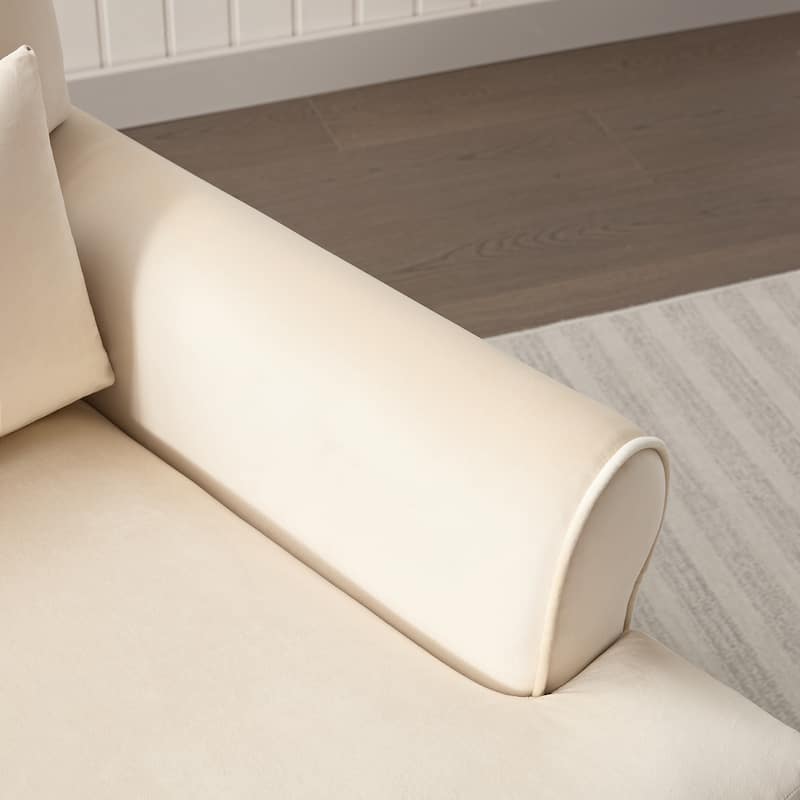 Beige 37.8" Velvet Accent Chair