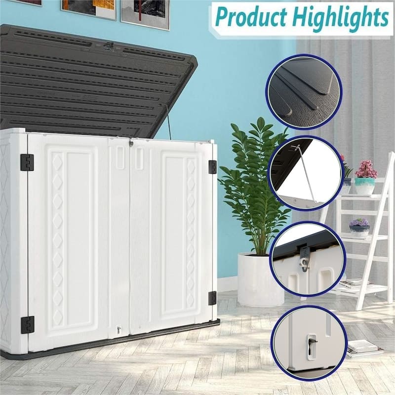 Outdoor Resin Deck Box Storage Shed for Garden,Patios,Backyards,Tools