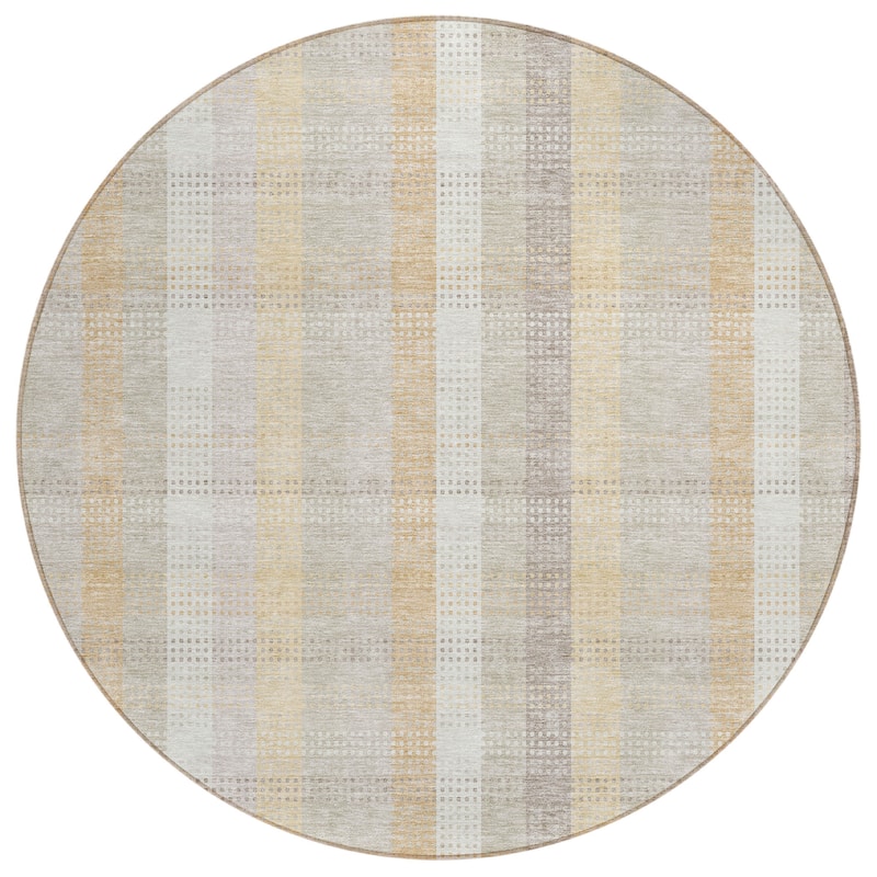 Machine Washable Indoor/ Outdoor Modern Plaid Chantille Rug