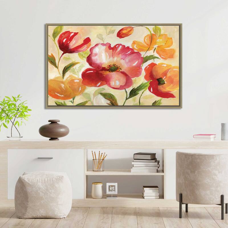 "Jardin Rouge" by Nan Print on Floating Canvas
