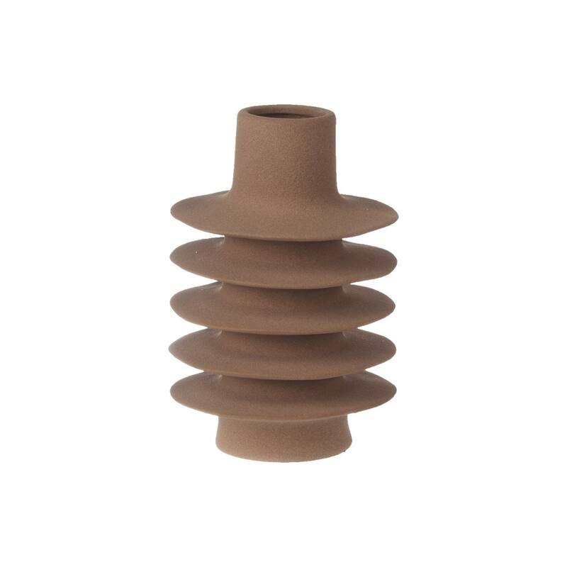 Insulator Style Ceramic Vase - 7.5" - Brown