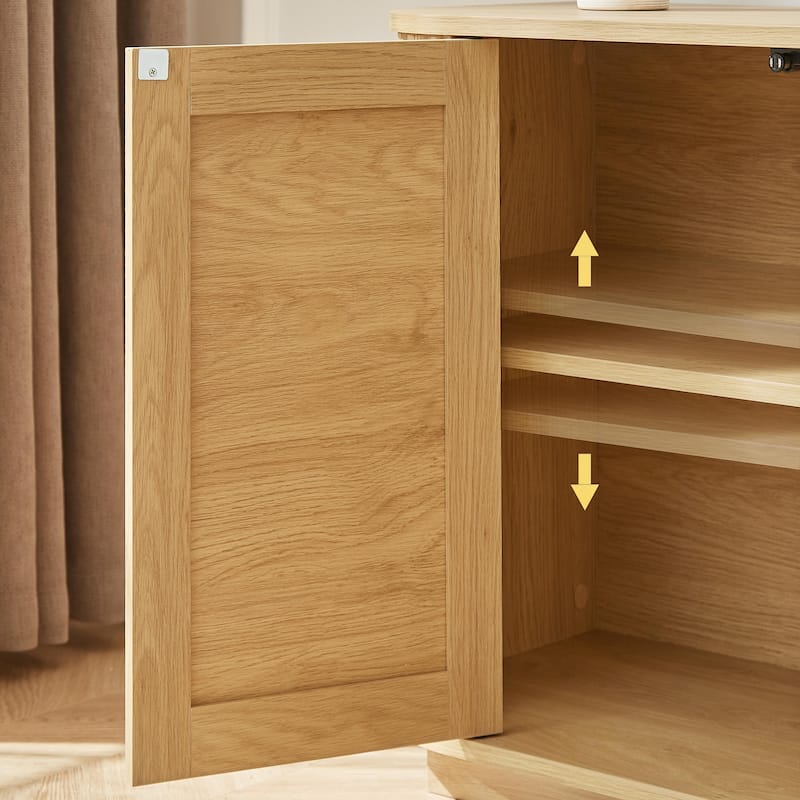 64-inch Storage Sideboard Cabinet with Rattan Doors