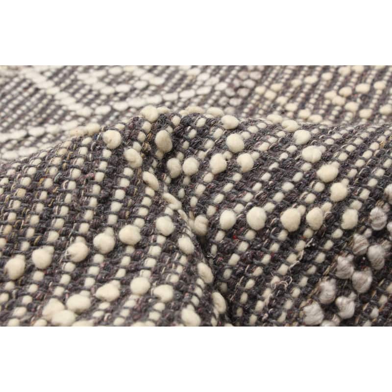 ECARPETGALLERY Braid weave Sienna Grey Wool Rug - 5'1 x 8'3