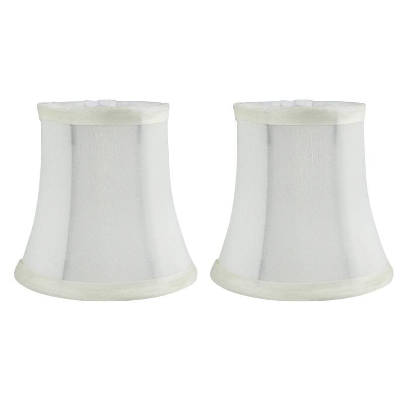Meriville Faux Silk Clip On Chandelier Lamp Shades, 3.5-inch by 5-inch by 4.75-inch - Set of 2 - Eggshell