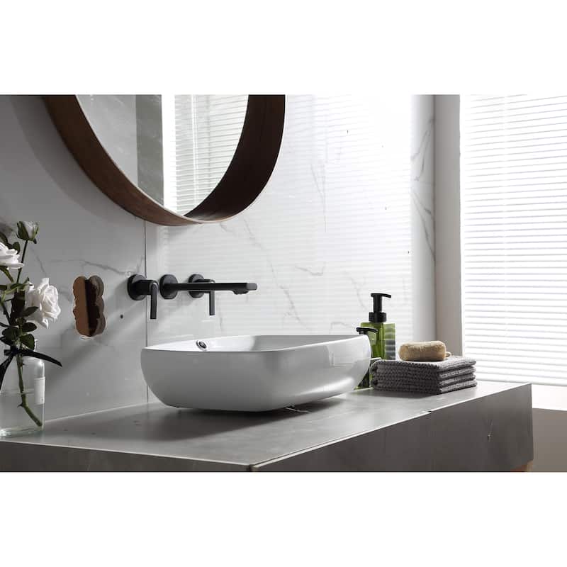 Two Handle Bathroom Sink Wall Mount Faucet Matte Black - 9*2.24*2.24