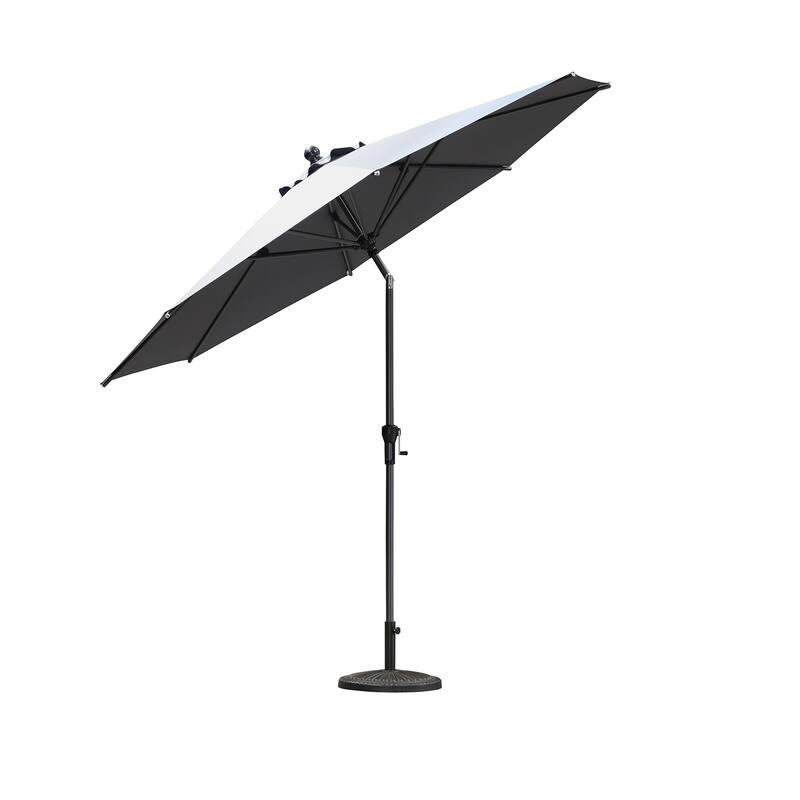 PURPLE LEAF Heavy-duty Crank and Tilt Table Umbrella Outdoor Patio Market Umbrella - 10ft-Light Grey