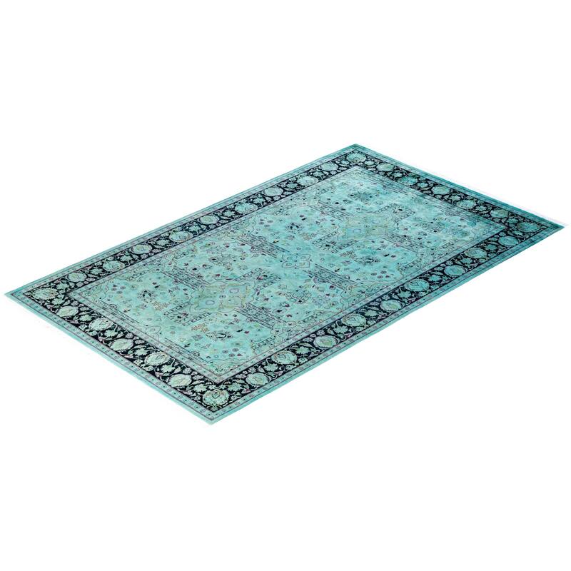 Fine Vibrance One-of-a-Kind Hand-Knotted Area Rug - Blue, 4' 8" x 7' 5" - 4' 8" x 7' 5"