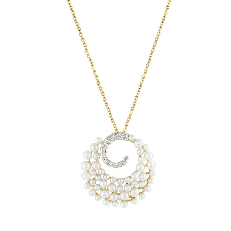 EFFY 14K Gold Diamond,Fresh Water Pearl Pendant - 18 Inch