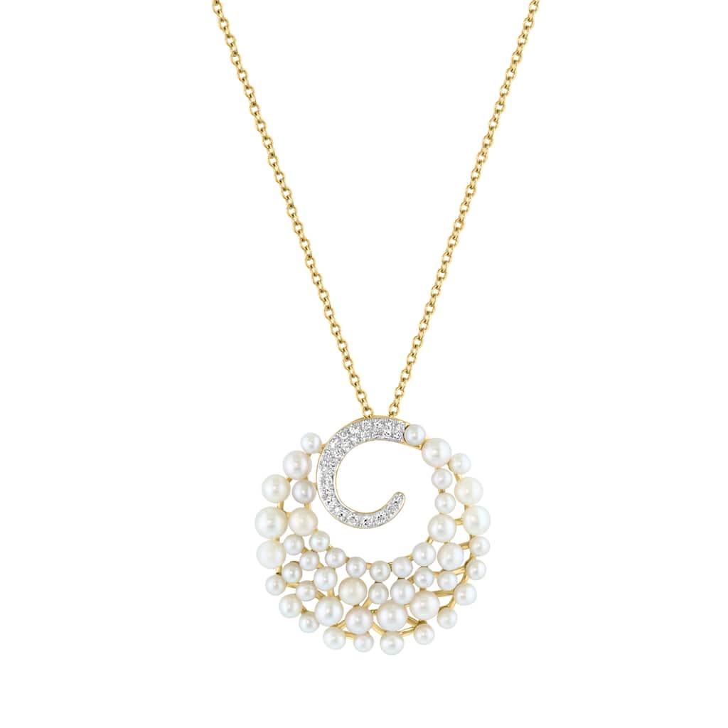 EFFY 14K Gold Diamond,Fresh Water Pearl Pendant - 18 Inch
