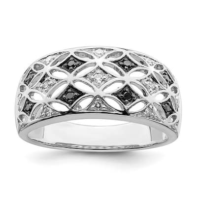 Curata 925 Sterling Silver Rhodium Plated Back and White Diamond Ring