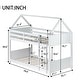 preview thumbnail 19 of 40, Wood Low Bunk Bed Twin Over Twin with House-shaped Bed Roof Frame, Ladder, Guardrails, Headboards and Footboards Floor Bed