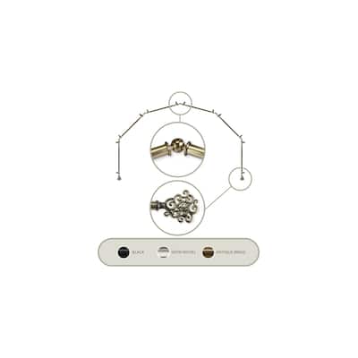 Bay Window Curtain Rod - 6-Sided Antique Brass Corner Rods - Single Curtain Rods for Draperies - M