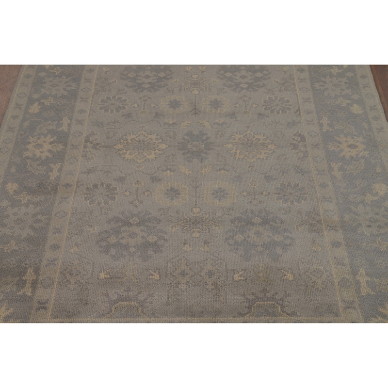 Gray Oushak Indian Area Rug Handmade Wool Carpet - 6'2" x 8'10"