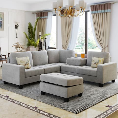 Storage L-shaped Contemporary Sectional Corner Sofa
