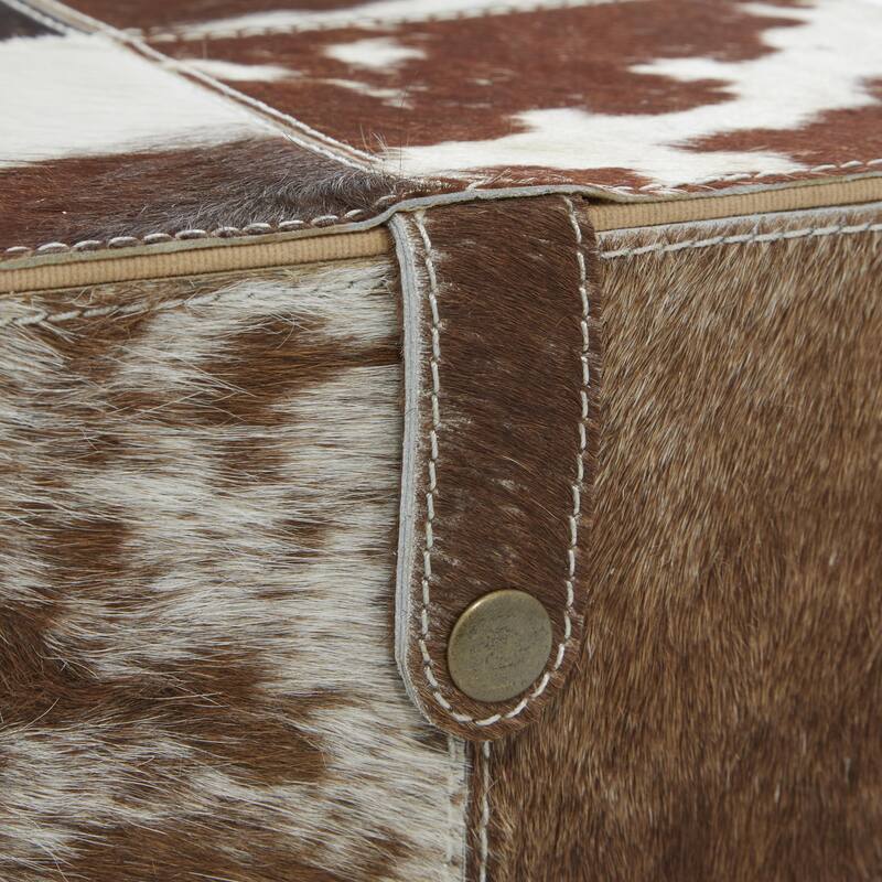 Leather Handmade Decorative Box with Hinged Lid - Set of 2 Gray, Brown, Dark Brown, Gold, Silver - Roche River Decor