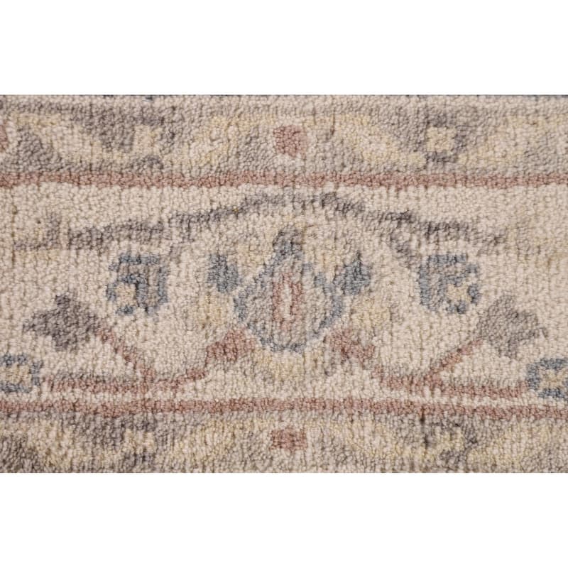 Geometric Oushak Oriental Area Rug Hand-Knotted Wool Carpet - 3'11"x 5'10"
