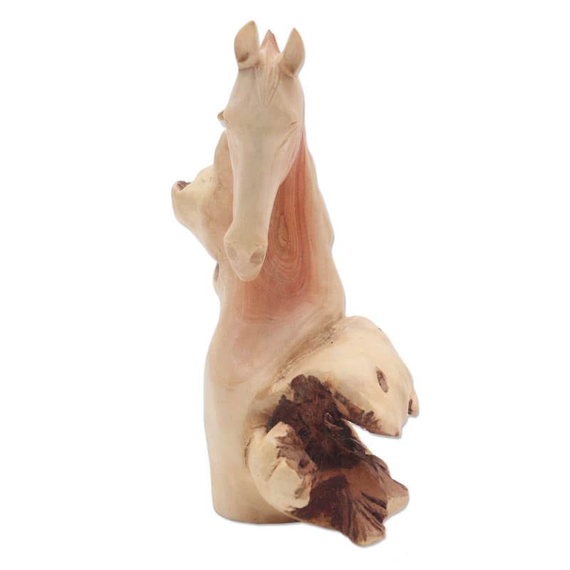 Wood sculpture, 'Horse Head' - 7.75" H x 4.7" W x 3.5" D