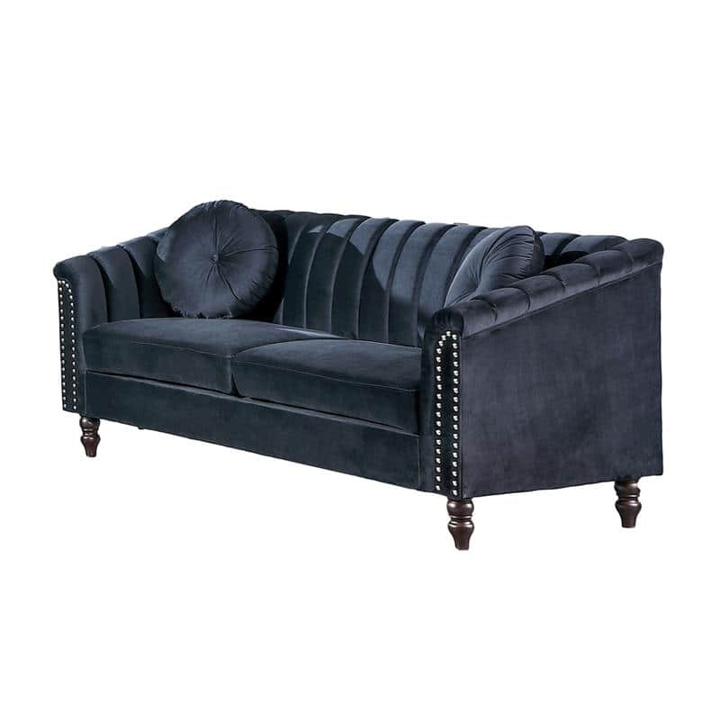 Bobur Vintage Sofa Set Black Lint Sectional Sofa