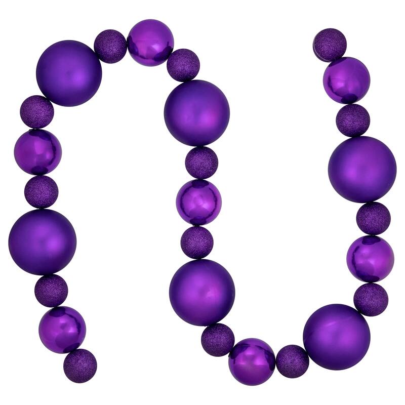 6' Shatterproof Ball 3-Finish Christmas Garland
