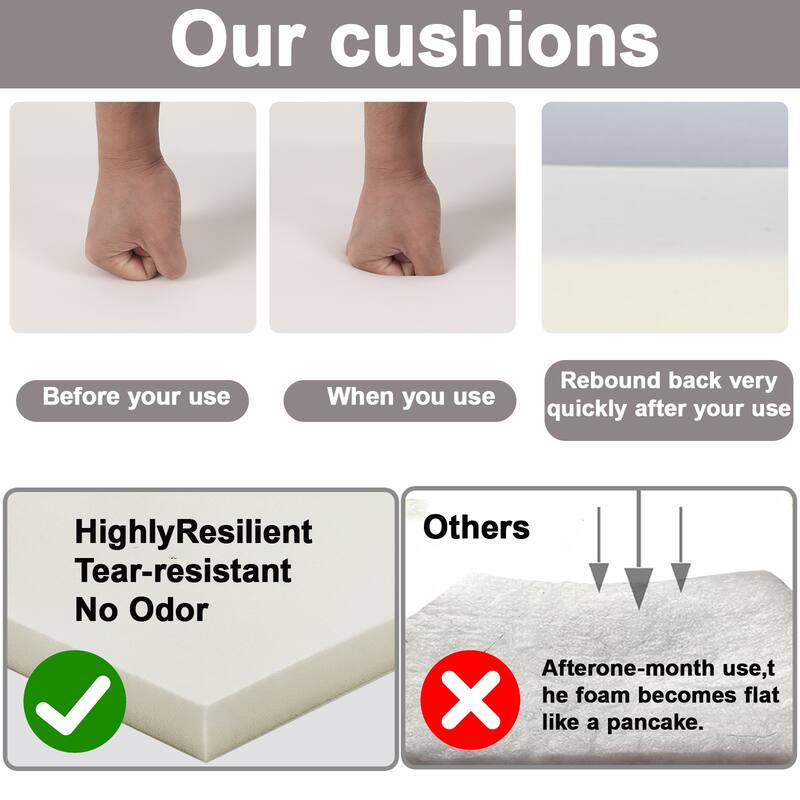 2 Piece Polyester Outdoor Cushions Set with Ties and High-Density Sponge - 66X23inch