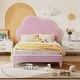 preview thumbnail 10 of 13, Twin Size Velvet Upholstered Platform Bed with Cloud-Shape Headboard For Kids