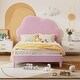 preview thumbnail 31 of 34, Velvet Upholstered Bed with Cloud-Shape Headboard, Wood Platform Bed Frame for Boys Girls Easy Assembly, No Box Spring Needed