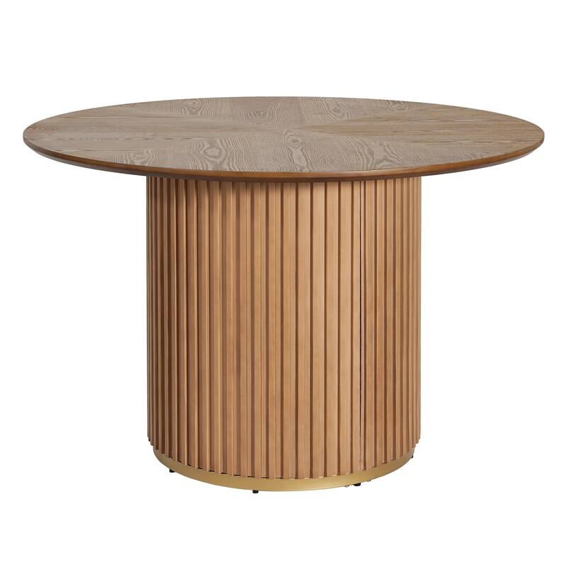 Christopher Knight Home - Mid-Century Modern 5-Piece Round Pedestal Dining Set with Upholstered Armless Dining Chairs