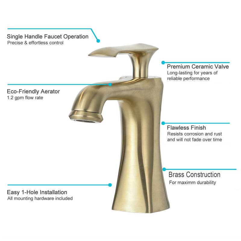 Proox Single Hole Lever Handle Bathroom Sink Faucet