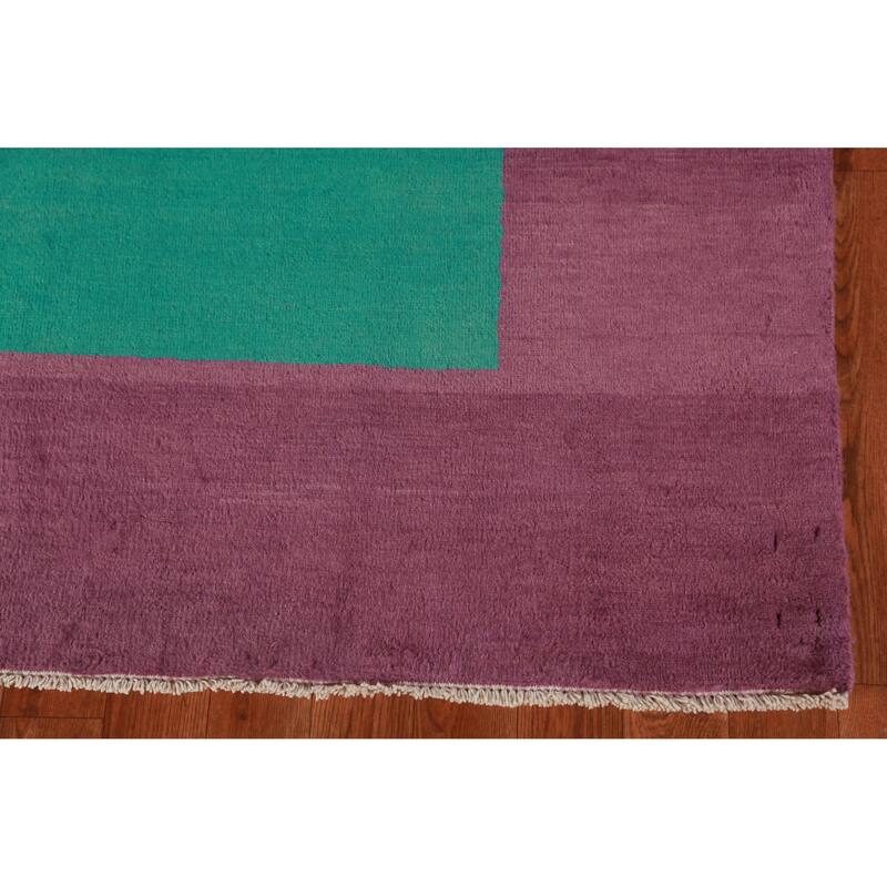 Hand Knotted Oriental 100% Wool Carpet Modern Geometric Purples Gabbeh Area Rug - 7' 3'' X 5' 2''