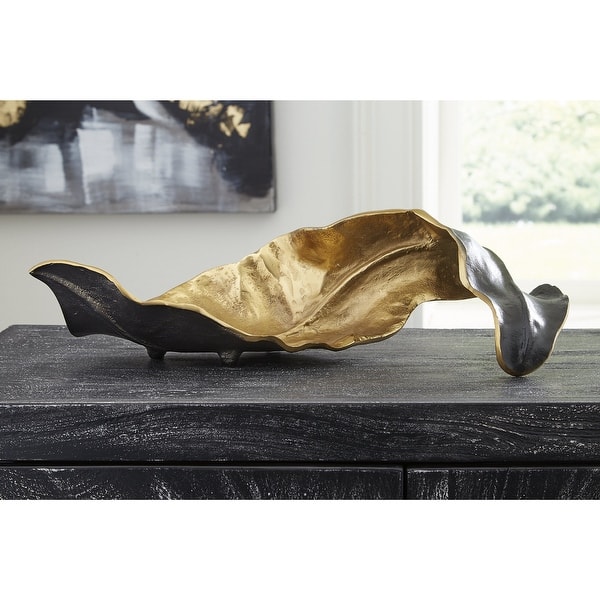 slide 2 of 3, Melinda Black/Gold Finish Sculpture - 20"W x 8"D x 6"H
