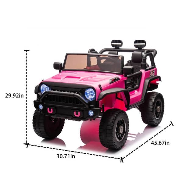 dimension image slide 1 of 3, Kids Dual Speed Ride-On Car with Bluetooth Remote, Shock Absorbers & Fun Music