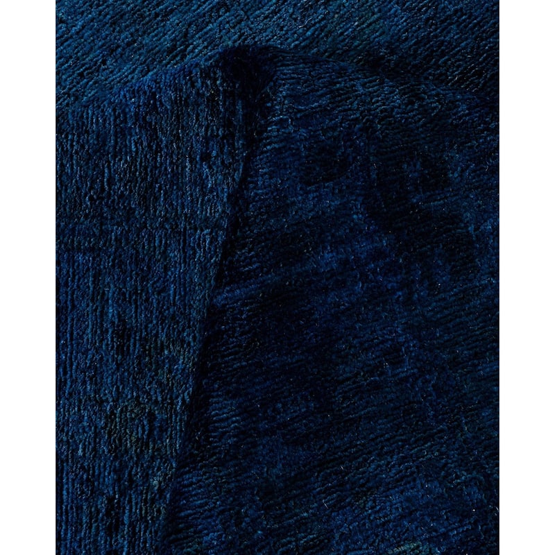 Overton Hand Knotted Wool Vintage Inspired Modern Contemporary Overdyed Navy Area Rug - 8' 10" x 11' 5"