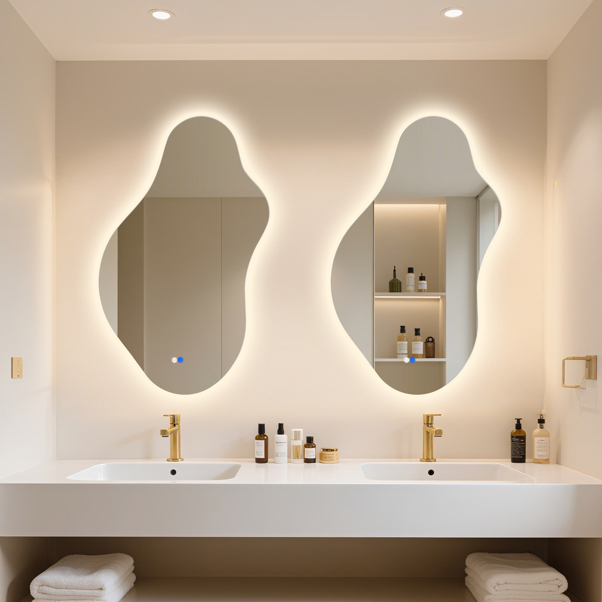 Frameless LED Lighted Anti-fog Dimmable Irregular Wall Mirror