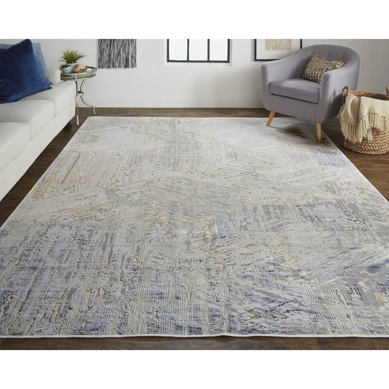 Tizil Power Loomed Distressed Abstract Modern Non Skid Area Rug By HomeRoots - 8' x 10'
