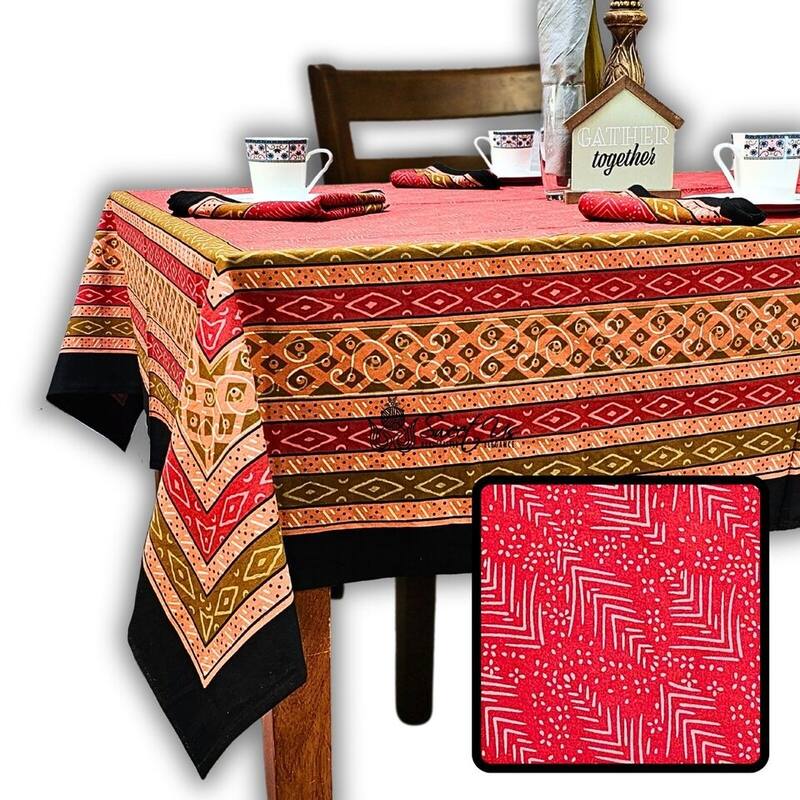 Cotton Block Print Luxurious Geometric Tablecloth Collection