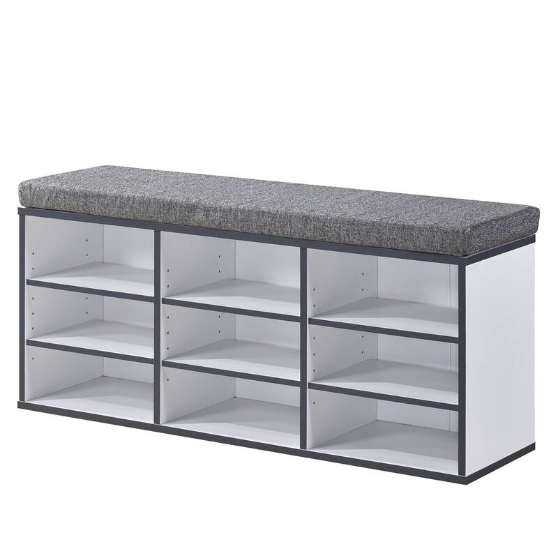 Apollo 9-Cube Wood Shoe Storage Bench with Cushion Seat