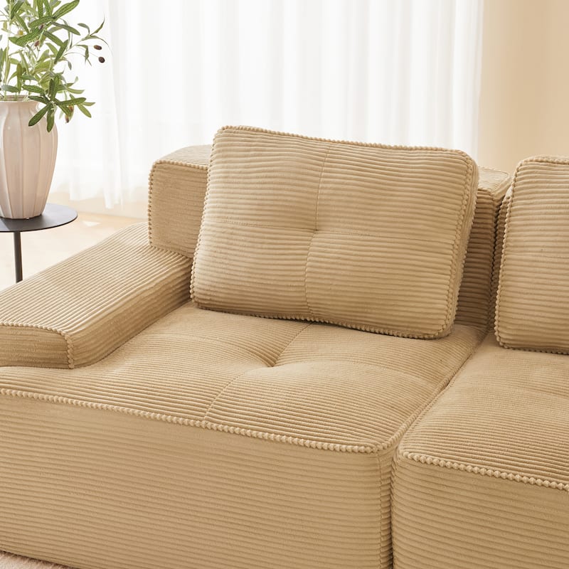 Modern U-Shaped Corduroy Sectional Sofa Couch with Removable Ottoman