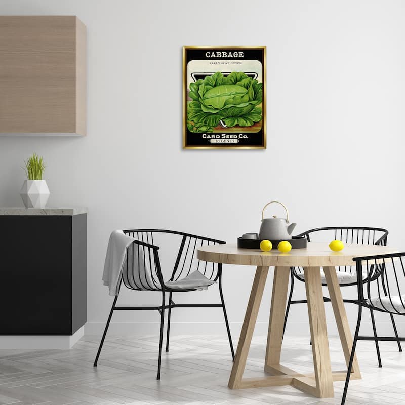 Stupell Vintage Garden Cabbage Framed Floater Canvas Wall Art Design By Lil' Rue