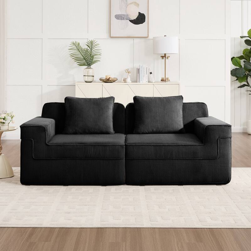 GDFStudio - Modular Corduroy Boneless Cloud 81" Loveseat with Deep Seat