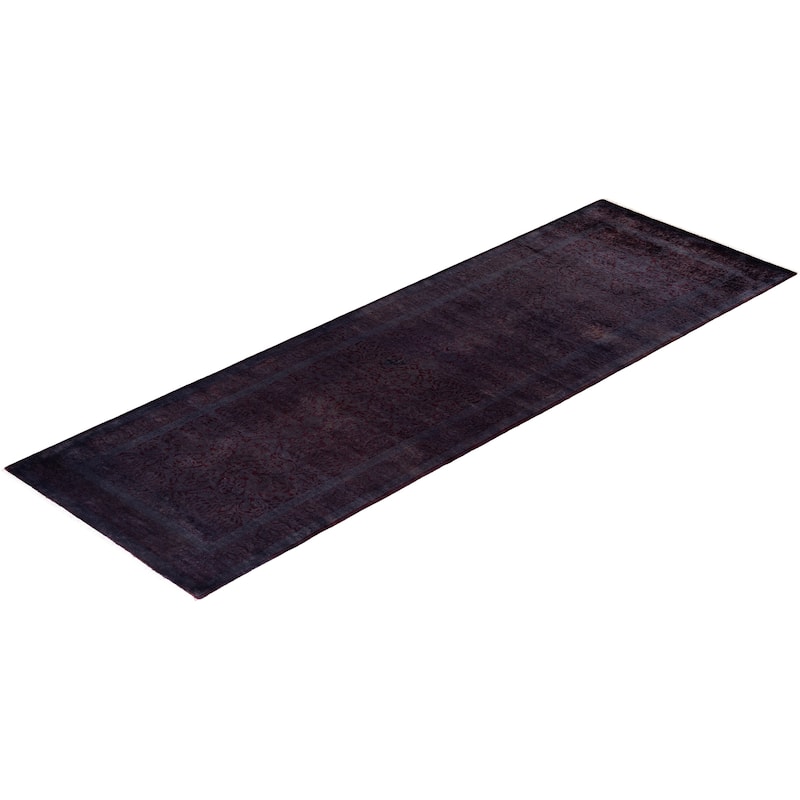 Overton Hand Knotted Wool Vintage Inspired Modern Contemporary Overdyed Purple Runner Rug - 3' 0" x 9' 3"